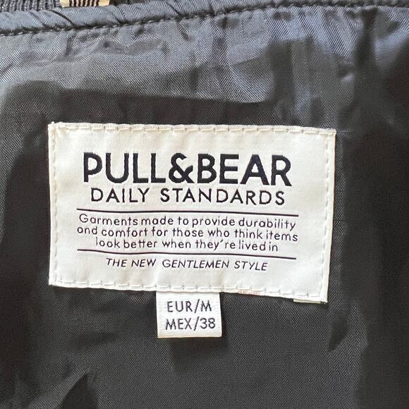 Pull & Bear Daily Standards Long Sleeve Zip Up Bomber Jacket Men's Med Navy Blue - Picture 3 of 8